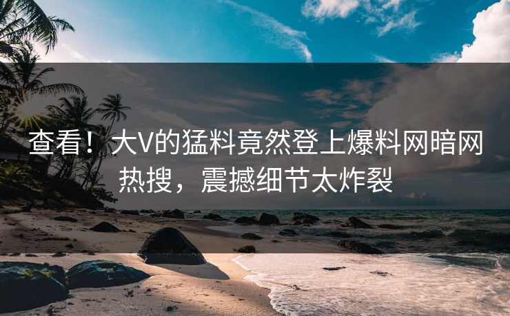 查看！大V的猛料竟然登上爆料网暗网热搜，震撼细节太炸裂
