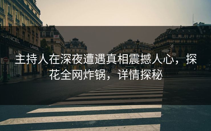 主持人在深夜遭遇真相震撼人心，探花全网炸锅，详情探秘