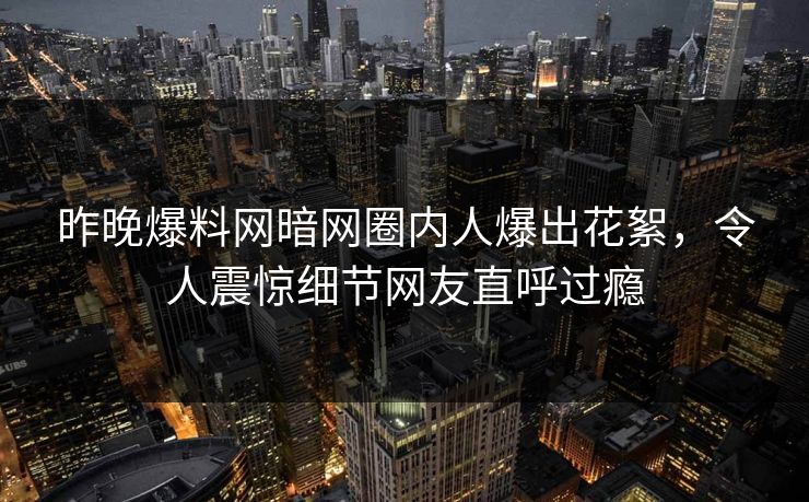昨晚爆料网暗网圈内人爆出花絮，令人震惊细节网友直呼过瘾