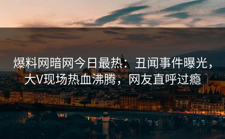 爆料网暗网今日最热：丑闻事件曝光，大V现场热血沸腾，网友直呼过瘾